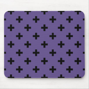 Alfombrilla De Ratón Cruces de polka negra sobre ultravioleta