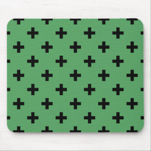 Alfombrilla De Ratón Cruces de polka negro sobre verde