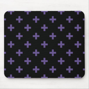 Alfombrilla De Ratón Cruces de polka ultravioleta sobre negro