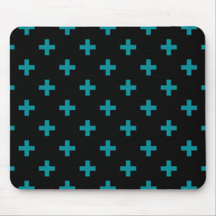 Alfombrilla De Ratón Cruces de polka verde azulada sobre negro