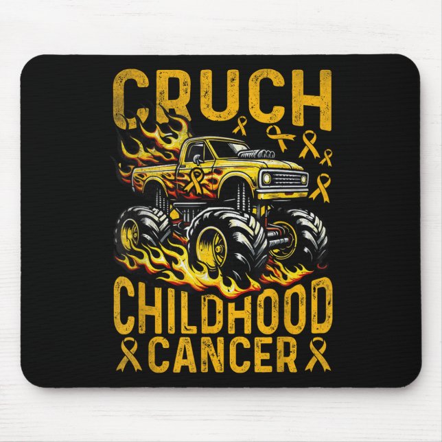 Alfombrilla De Ratón Crush Childhood Cancer Awareness Monster Truck &am (Frente)