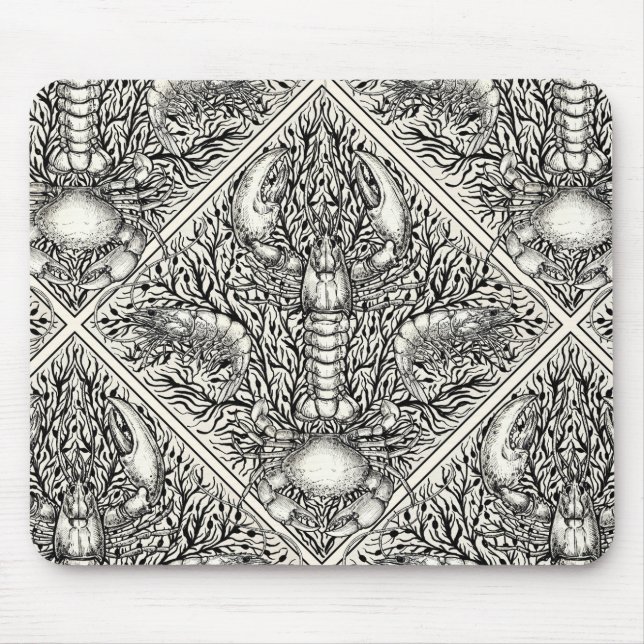 Alfombrilla De Ratón Crustáceo en blanco y negro (Frente)