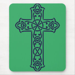 Alfombrilla De Ratón Cruz alta celta azul