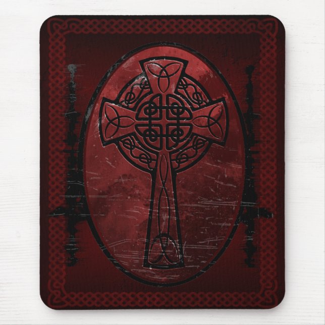 Alfombrilla De Ratón Cruz céltica roja (Frente)