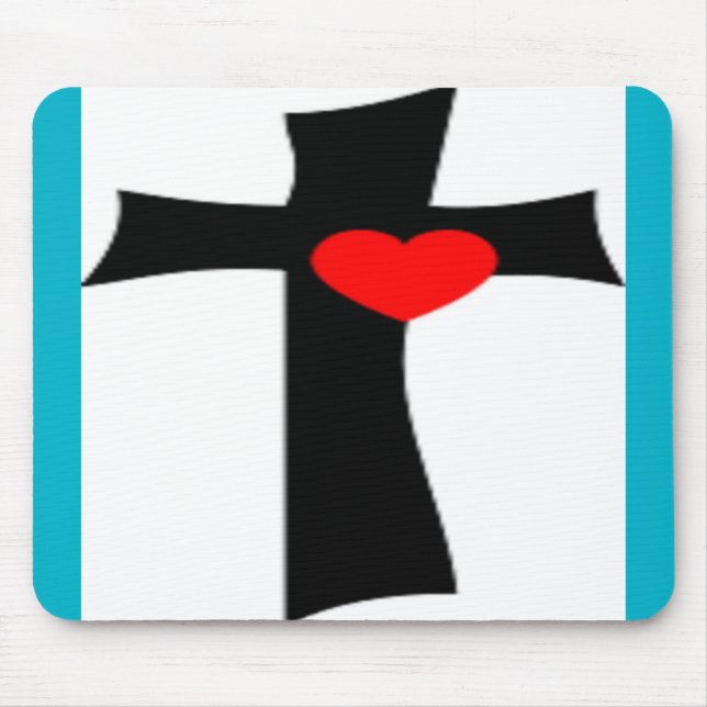 ALFOMBRILLA DE RATÓN CRUZ CON CORAZÓN ROJO (Frente)