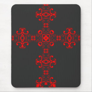 Alfombrilla De Ratón Cruz con ornamento rojo