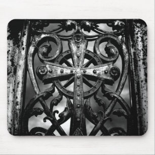 Alfombrilla De Ratón Cruz de cementerio en el corazón