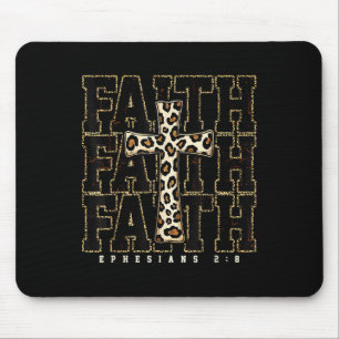 Alfombrilla De Ratón Cruz de fe Biblia Verso Leopardo Religioso Cristia