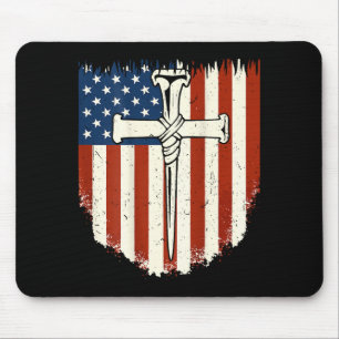 Alfombrilla De Ratón Cruz de la bandera americana de 3 clavos Dom crist