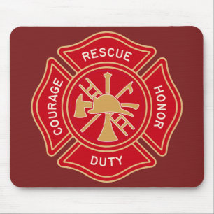 Alfombrilla De Ratón Cruz de Malta Emblema Bombero