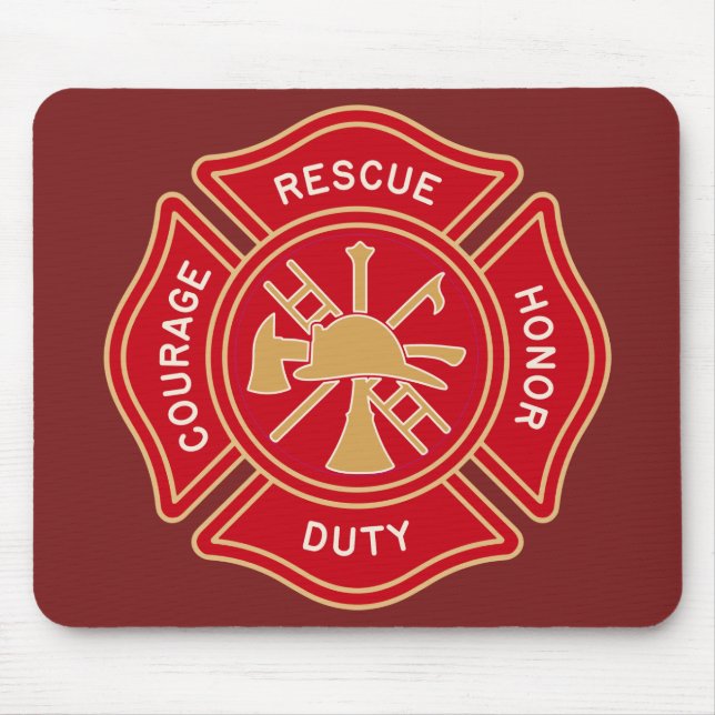 Alfombrilla De Ratón Cruz de Malta Emblema Bombero (Frente)