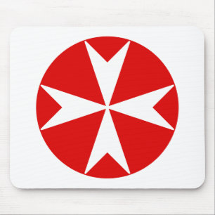 Alfombrilla De Ratón Cruz de Malta v2 (blanco sobre rojo)