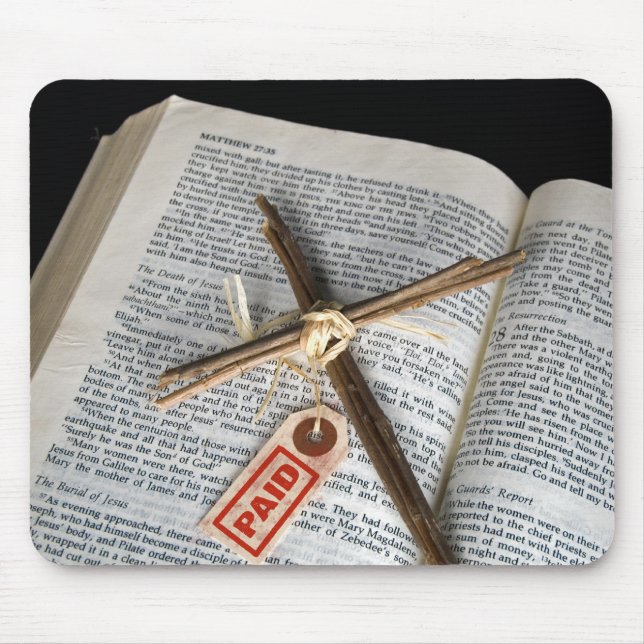 Alfombrilla De Ratón Cruz de Pascua en la Biblia (Frente)