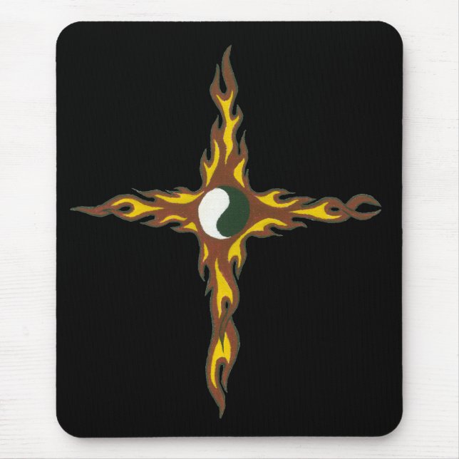 Alfombrilla De Ratón Cruz del fuego de Yin Yang (Frente)