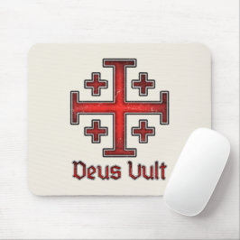 Alfombrilla De Ratón Cruz Deus Vult del cruzado de Templar del