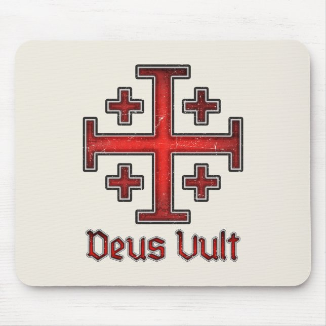 Alfombrilla De Ratón Cruz Deus Vult del cruzado de Templar del (Frente)