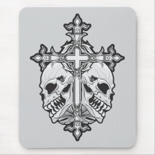 Alfombrilla De Ratón Cruz gótica y calaveras