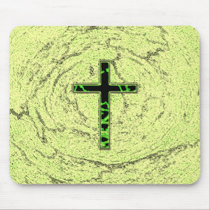 ALFOMBRILLA DE RATÓN CRUZ NEGRA Y VERDE CON FONDO DE MÁRMOL