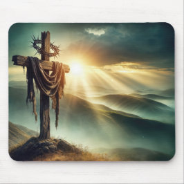 Alfombrilla De Ratón Cruza Rasgada Con Corona De Espantadores
