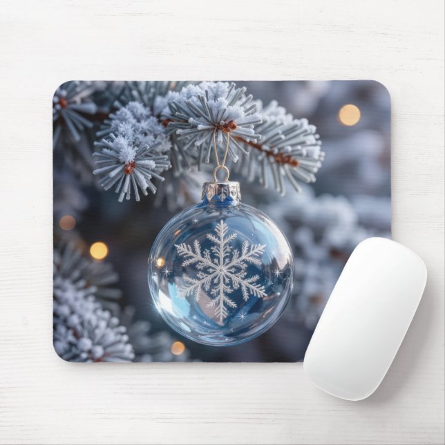 Alfombrilla De Ratón Crystal Christmas Snowflake Ornament (Con ratón)