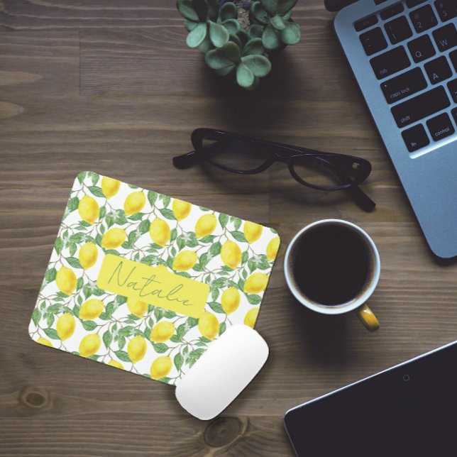 Alfombrilla De Ratón Cuaderno de ratón con patrón de limón amarillo (Subido por el creador)