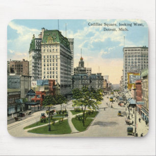 Alfombrilla De Ratón Cuadrado de Cadillac, Detroit Michigan, vintage