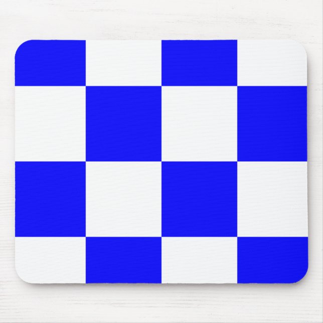 Alfombrilla De Ratón Cuadrado de cuadros blancos y azules de NOVIEMBRE (Frente)