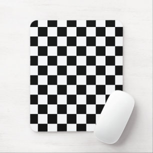 Alfombrilla De Ratón Cuadrados a cuadros geométricos retro en blanco y