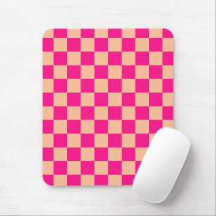 Alfombrilla De Ratón Cuadrados a cuadros melocotón rosa caliente geomét