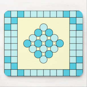 Alfombrilla De Ratón Cuadrados azules y patrón de círculos