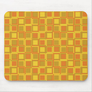 Alfombrilla De Ratón Cuadrados de estilo de los años 70 naranjas