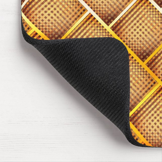 Alfombrilla De Ratón cuadrados naranja y ocre con lanzamiento abstracto (Esquina)