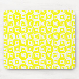 Alfombrilla De Ratón Cuadrados retro - Amarillo sobre blanco