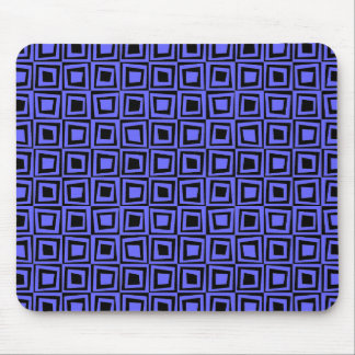 Alfombrilla De Ratón Cuadrados retro - Azul eléctrico sobre negro