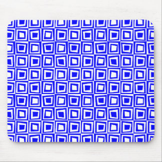 Alfombrilla De Ratón Cuadrados retro - azul sobre blanco