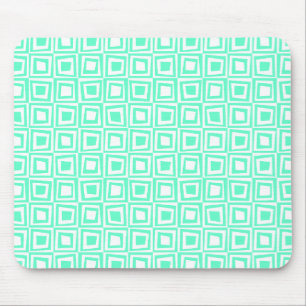 Alfombrilla De Ratón Cuadrados retro - Turquesa en blanco