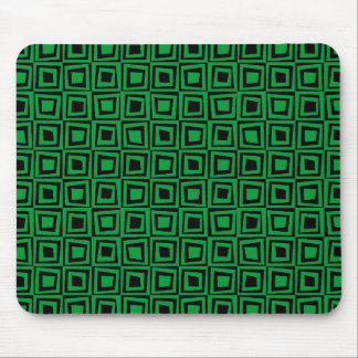 Alfombrilla De Ratón Cuadrados retro - Verde de hierba sobre negro
