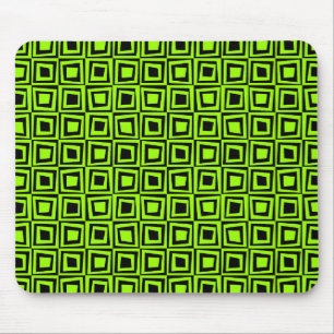 Alfombrilla De Ratón Cuadrados retro - Verde de la farsa sobre negro