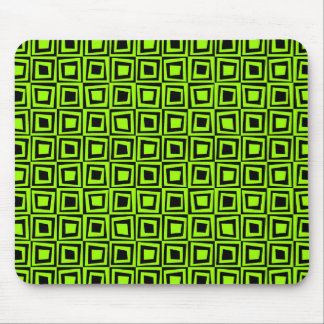 Alfombrilla De Ratón Cuadrados retro - Verde de la farsa sobre negro