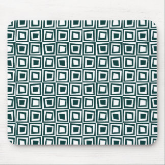 Alfombrilla De Ratón Cuadrados retro - Verde oscuro sobre blanco