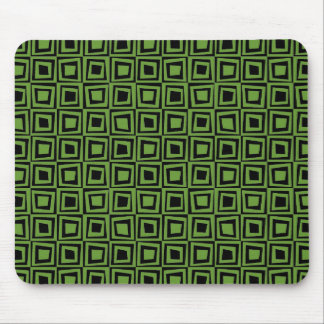 Alfombrilla De Ratón Cuadrados retros - verde del aguacate en negro