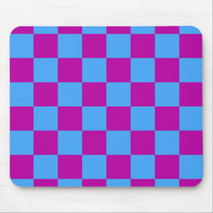 Alfombrilla De Ratón Cuadro de cuadros azul morado