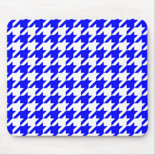 Alfombrilla De Ratón Cuadro de Piedra Houndstooth Azul Blanco
