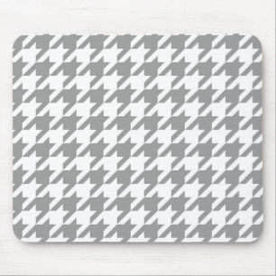 Alfombrilla De Ratón Cuadro Houndstooth blanco Gris Ceniza