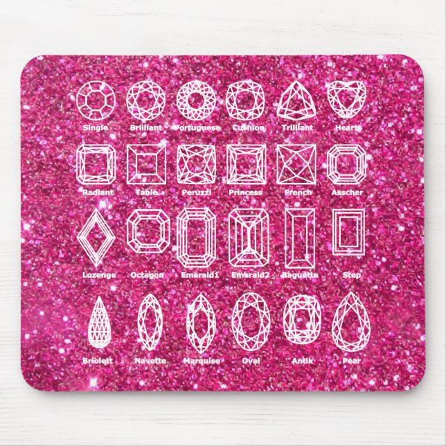 Alfombrilla De Ratón Cuadros de diamantes_Purpurina_rosa (Frente)