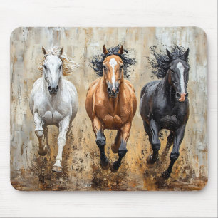 Alfombrilla De Ratón Cuadros de Galloping de Trío de Caballos