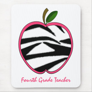 Alfombrilla De Ratón Cuarto estampado de zebra Apple del profesor del