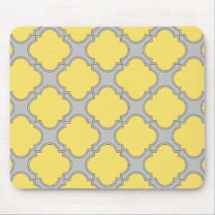 Alfombrilla De Ratón Cuatrefoil amarillo y gris
