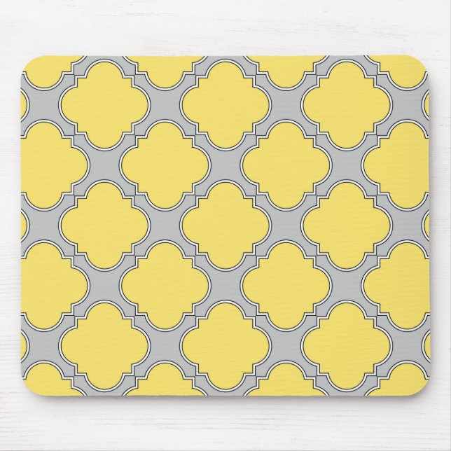 Alfombrilla De Ratón Cuatrefoil amarillo y gris (Frente)
