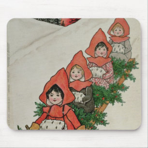 Alfombrilla De Ratón Cuatro niñas en un trineo